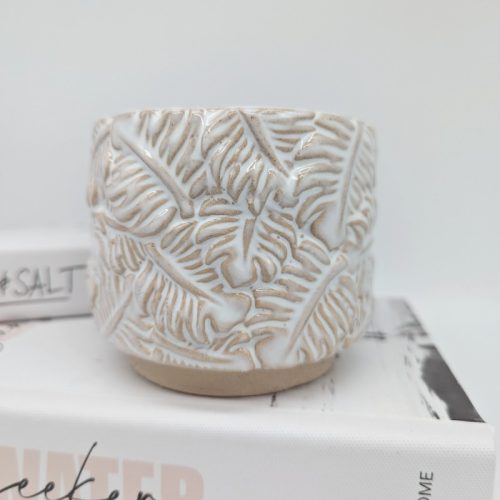 Leafy White Ceramic Planter Pot