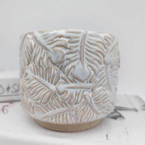 Leafy White Ceramic Planter Pot