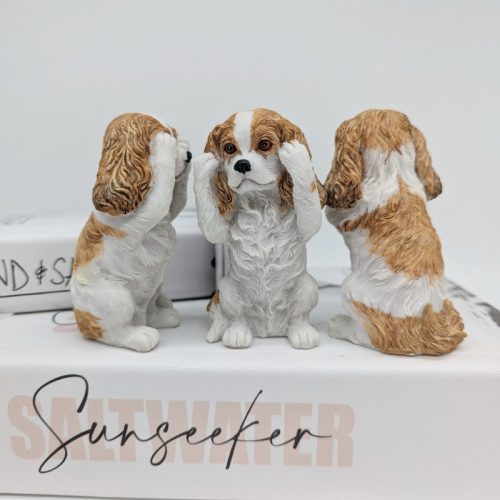 No Evil See Hear Speak Spaniel Dog Figurine