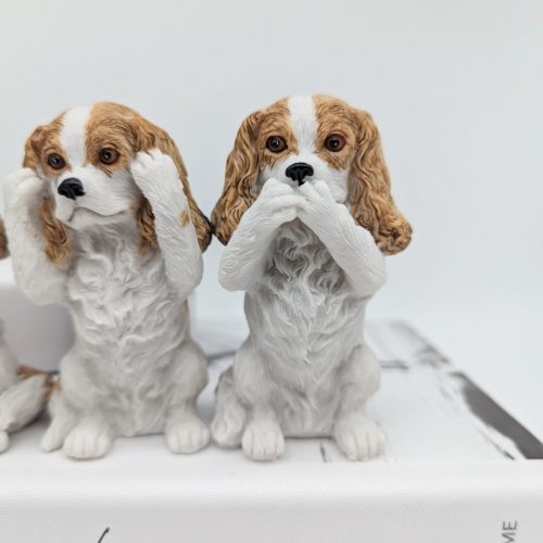 No Evil See Hear Speak Spaniel Dog Figurine