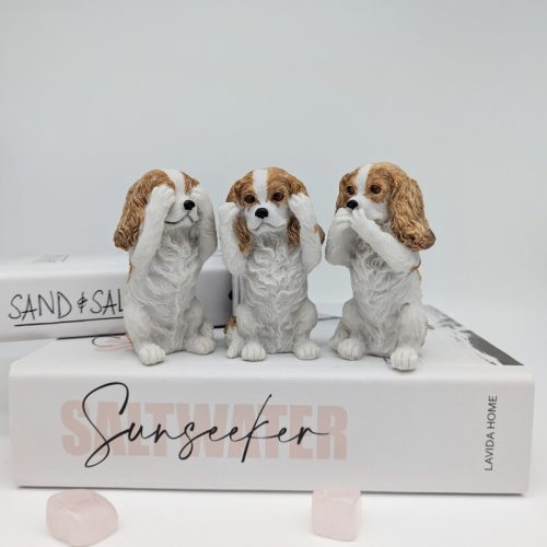 No Evil See Hear Speak Spaniel Dog Figurine