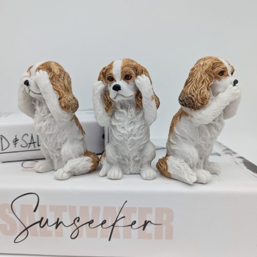 No Evil See Hear Speak Spaniel Dog Figurine