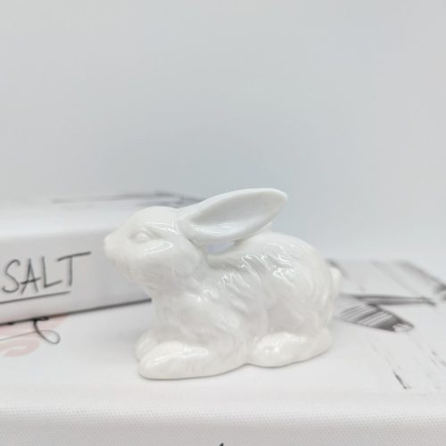 Ceramic White Playful Bunny Rabbit Figurine