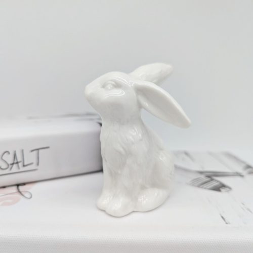 Ceramic White Playful Bunny Rabbit Figurine