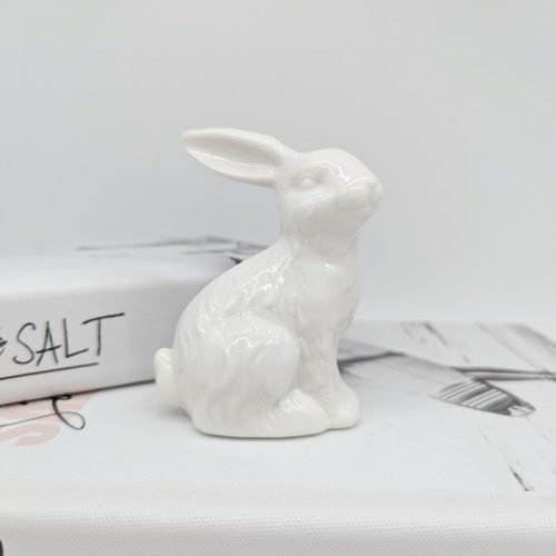 Ceramic White Playful Bunny Rabbit Figurine