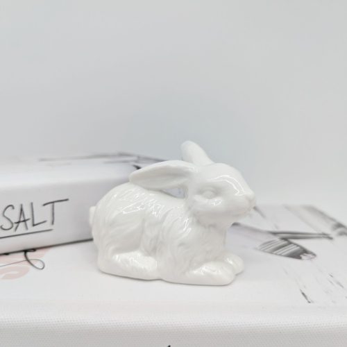 Ceramic White Playful Bunny Rabbit Figurine