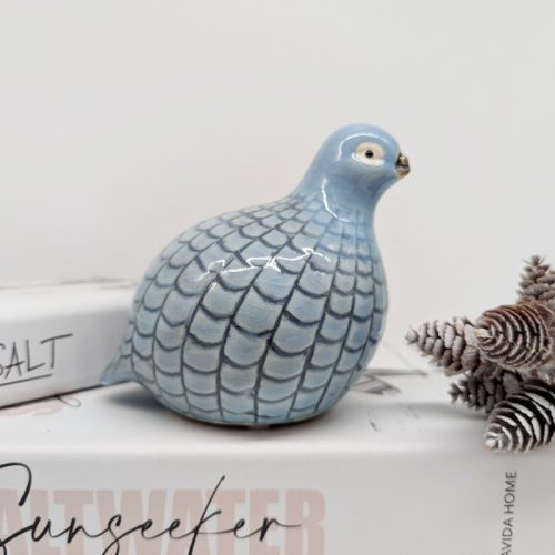 Blue Guinea Quail Ceramic Figurine