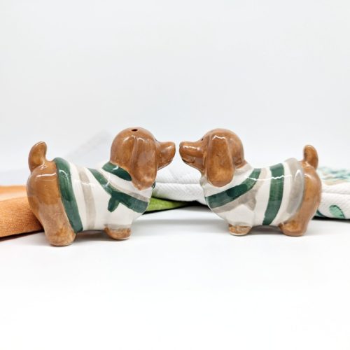 Colourful Weiner Dachshund Dog Salt Pepper Shaker Set