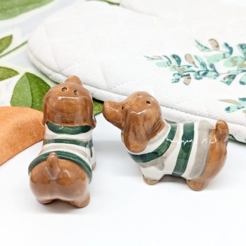 Colourful Weiner Dachshund Dog Salt Pepper Shaker Set