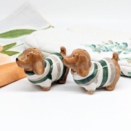 Colourful Weiner Dachshund Dog Salt Pepper Shaker Set