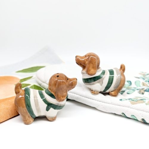 Colourful Weiner Dachshund Dog Salt Pepper Shaker Set