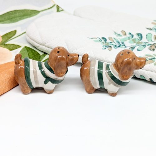 Colourful Weiner Dachshund Dog Salt Pepper Shaker Set