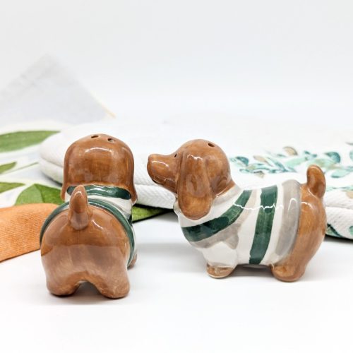 Colourful Weiner Dachshund Dog Salt Pepper Shaker Set