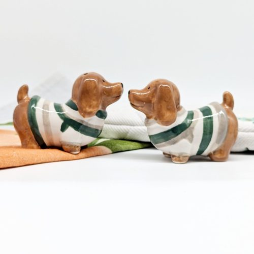 Colourful Weiner Dachshund Dog Salt Pepper Shaker Set