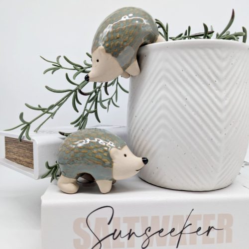 Grey Hedgehog Pot Hanger Sitter