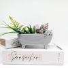 Grey Long Cat Planter Pot