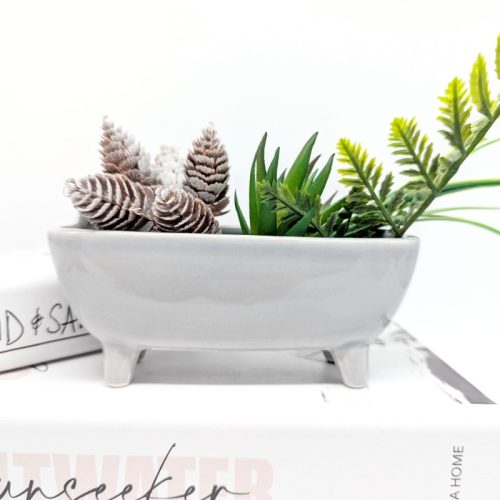 Grey Long Cat Planter Pot