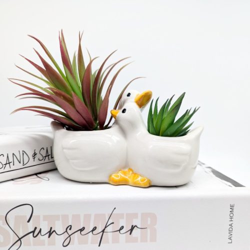 Hugging Duck Planter Pot