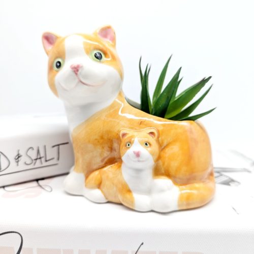 Mommy Baby Cat Planter Pot