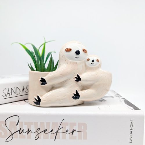 Mommy Baby Sloth Planter Pot