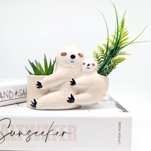 Mommy Baby Sloth Planter Pot