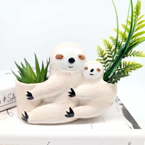 Mommy Baby Sloth Planter Pot