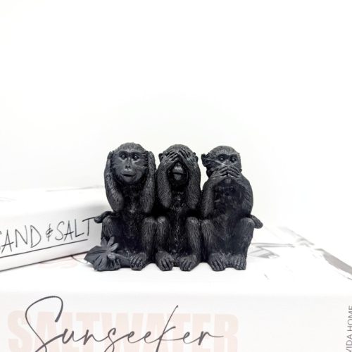 No Evil Hear Speak Black Monkey Figurine