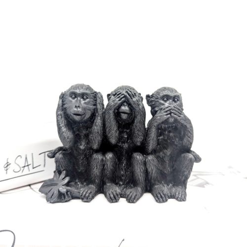 No Evil Hear Speak Black Monkey Figurine