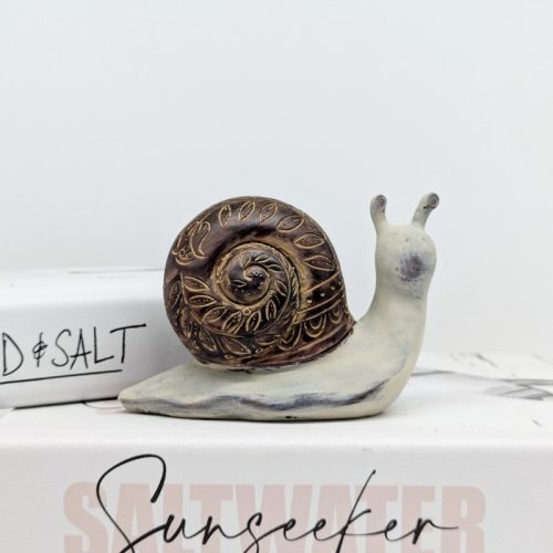 Rusty White Snail Figurine