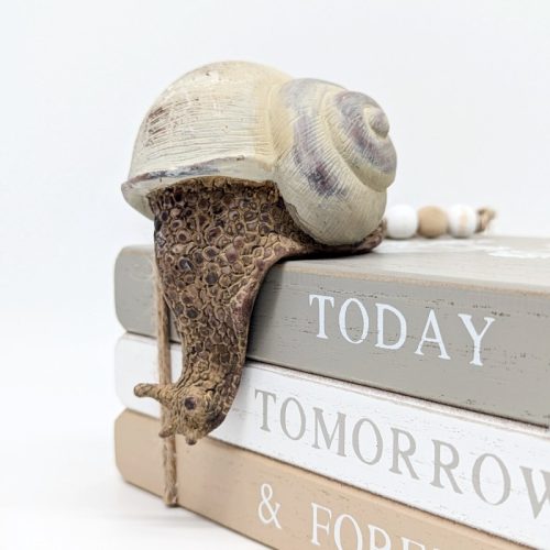 Rusty White Snail Ledge Sitter Figurine