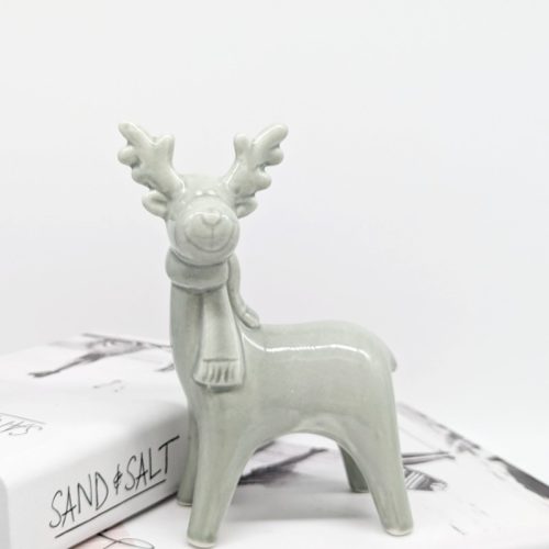 Sage Green Reindeer Ceramic Figurine