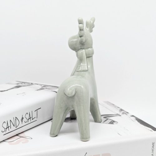 Sage Green Reindeer Ceramic Figurine