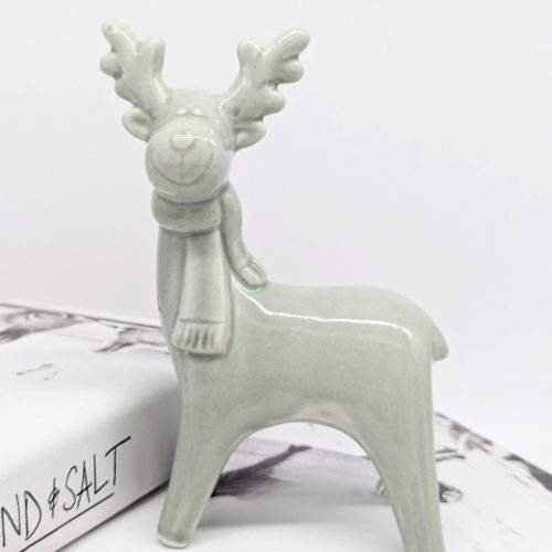 Sage Green Reindeer Ceramic Figurine