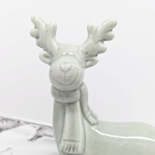 Sage Green Reindeer Ceramic Figurine