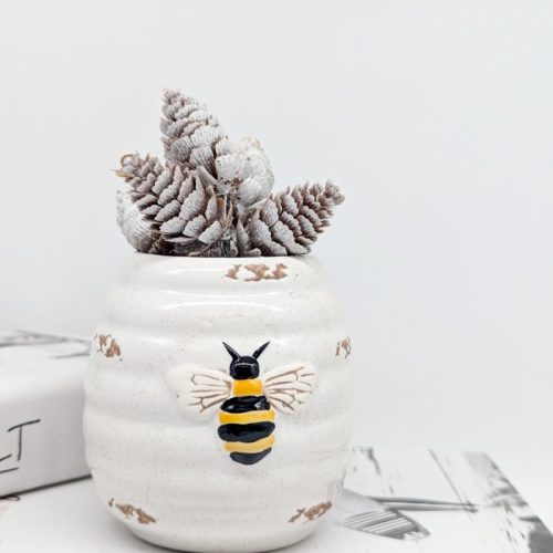 White Bee Ceramic Planter Pot