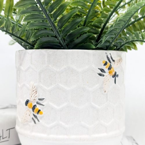 White Bee Hive Ceramic Planter Pot