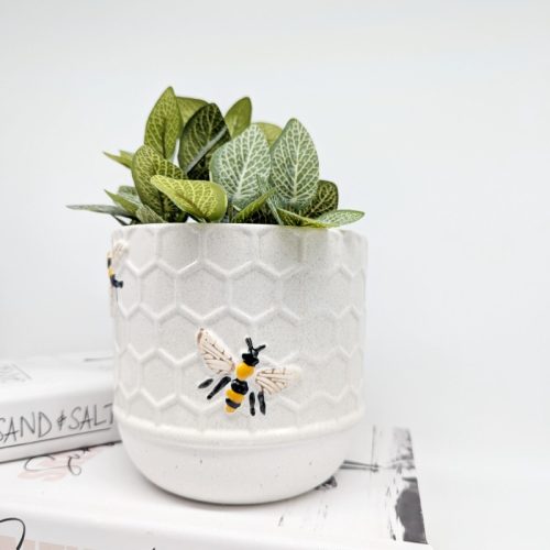 White Bee Hive Ceramic Planter Pot