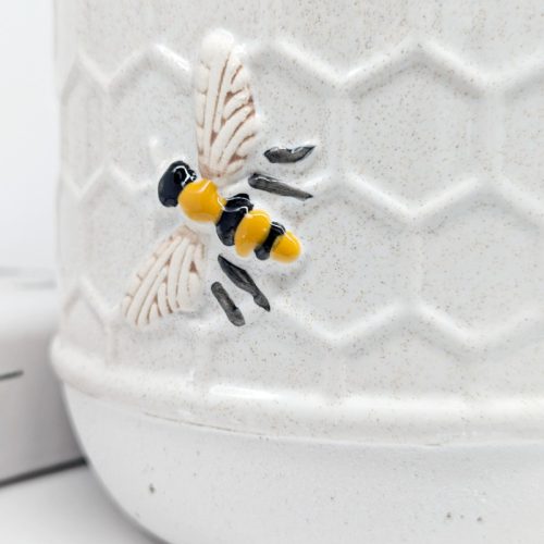 White Bee Hive Ceramic Planter Pot