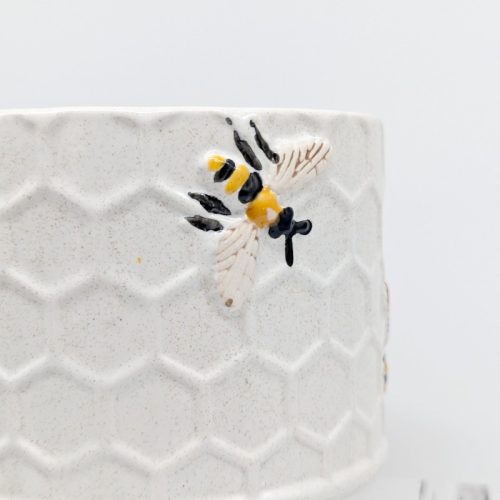 White Bee Hive Ceramic Planter Pot