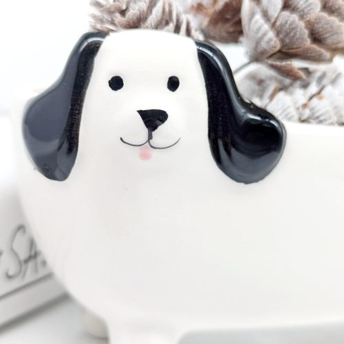 White Long Dog Planter Pot