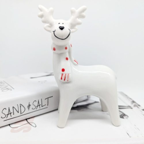 White Reindeer Ceramic Figurine