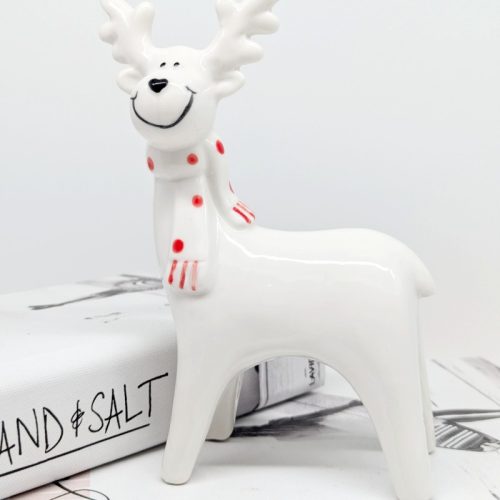 White Reindeer Ceramic Figurine