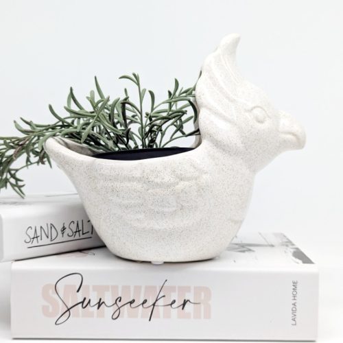 White Speckled Galah Bird Planter Pot