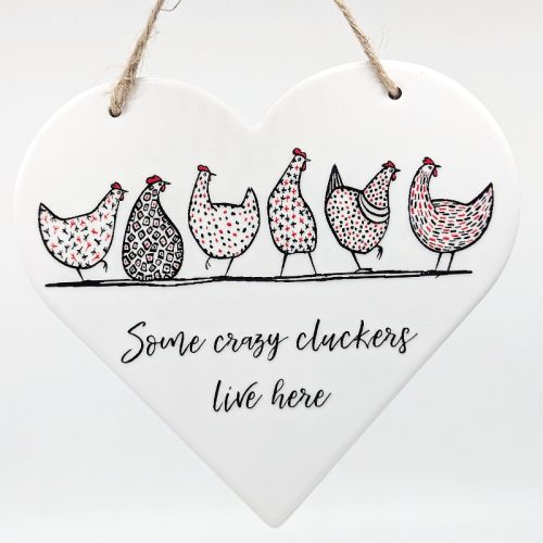 Ceramic Wall Sign Some Crazy Cluckers Live Her