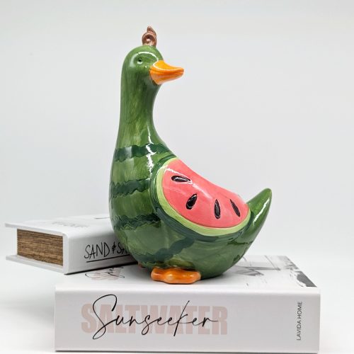 Green Watermelon Duck Planter Pot