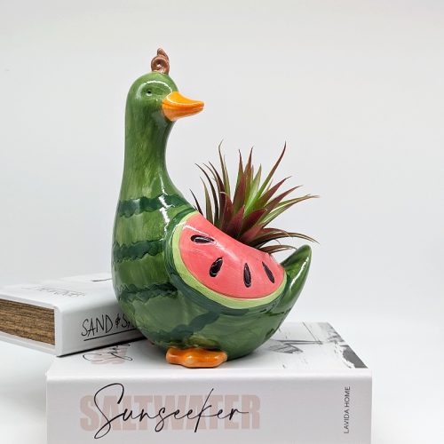 Green Watermelon Duck Planter Pot