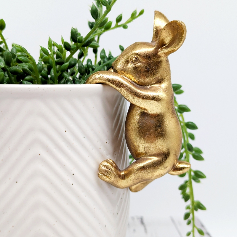 Golden Bunny Pot Hanger Sitter
