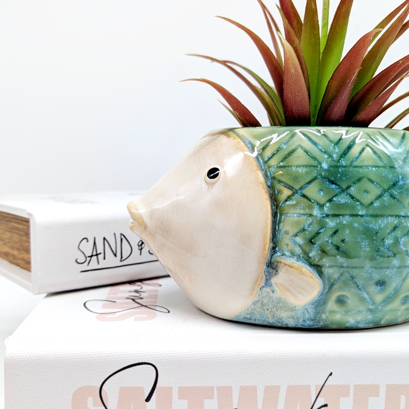 Aztec Green Fish Planter Pot_A