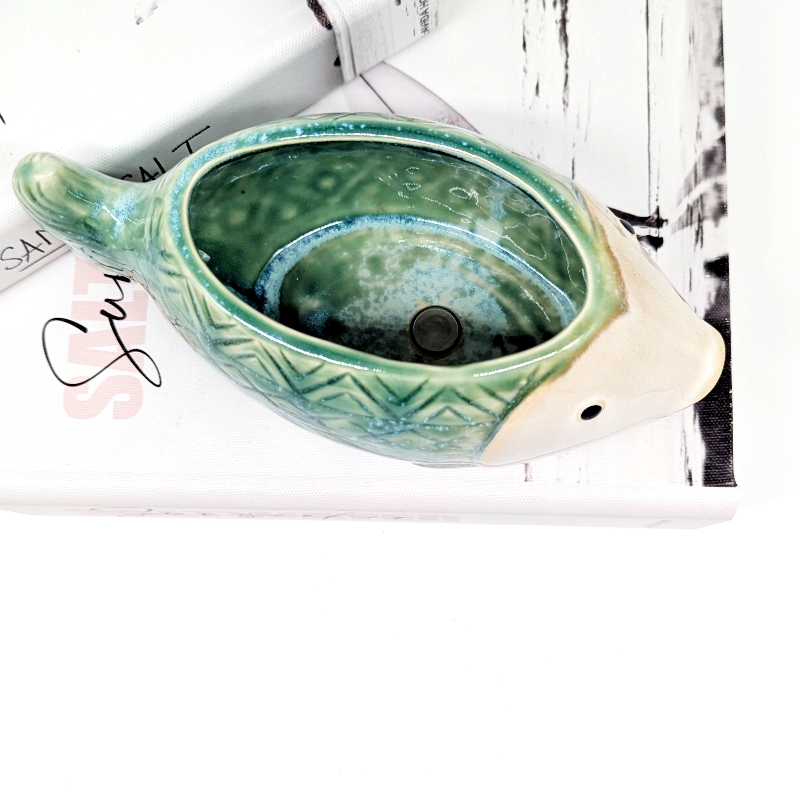 Aztec Green Fish Planter Pot_E