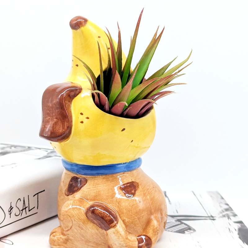 Banana Head Dog Ceramic Planter Pot_l